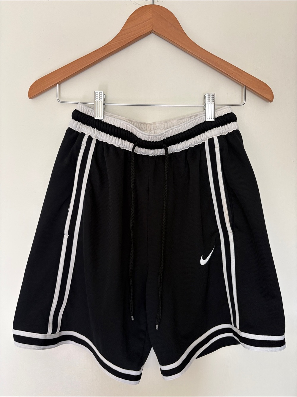 Like New -Nike Black Athletic Shorts with White Stripes